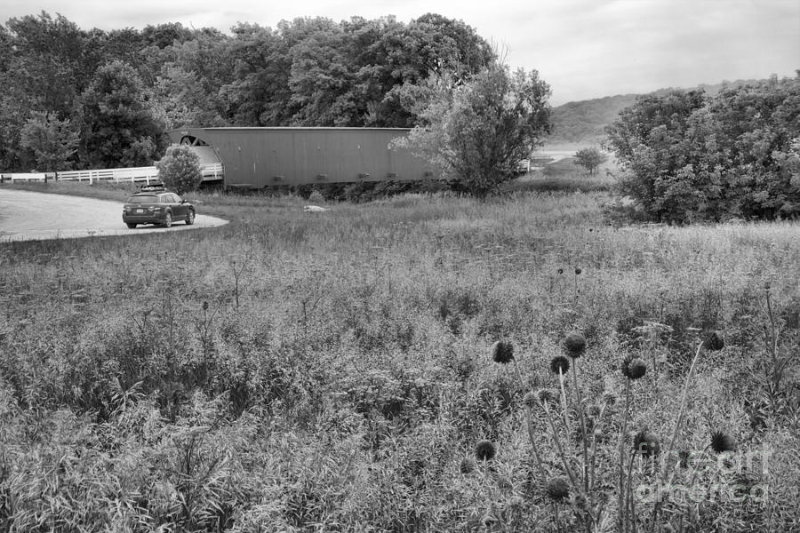 Hogback Bridge In The Distance Black And White Photograph by Adam Jewell
