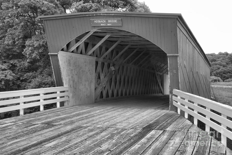 Hogback Covered Bridge Black And White Photograph by Adam Jewell