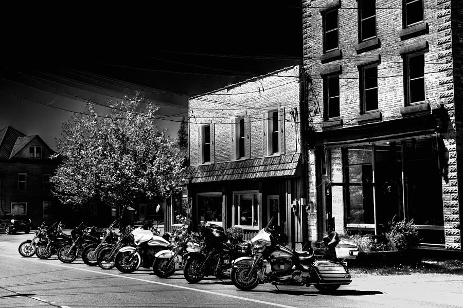 Black And White Photograph - Hogs on Main Street - Old Forge by David Patterson