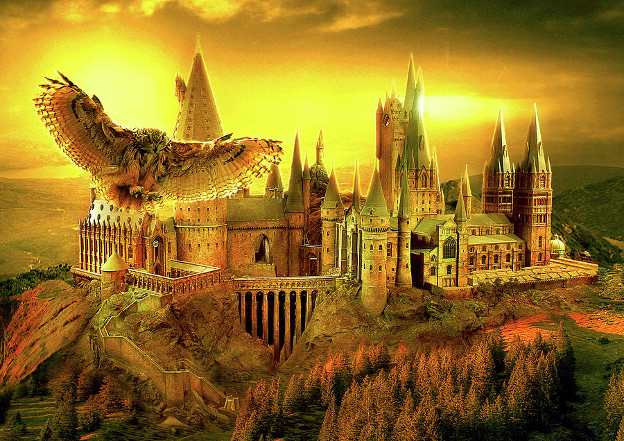 Golden Owl Digital Art - Hogwarts Golden Owl by Midex Planet Golden Owl Digital Art - Hogwarts Golden Owl by Midex Planet
