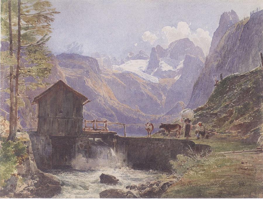 Hoher Dachstein From Lower Gosau, 1838 - Rudolf Von Alt Painting