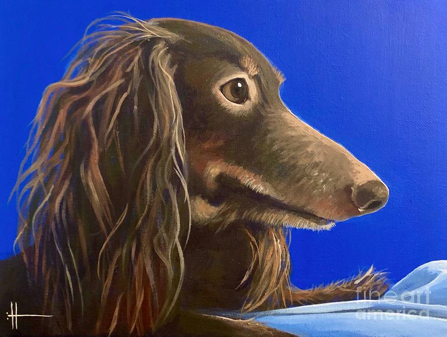 Hold Me Closer, Tiny Dachshund Painting by Hunter Jay