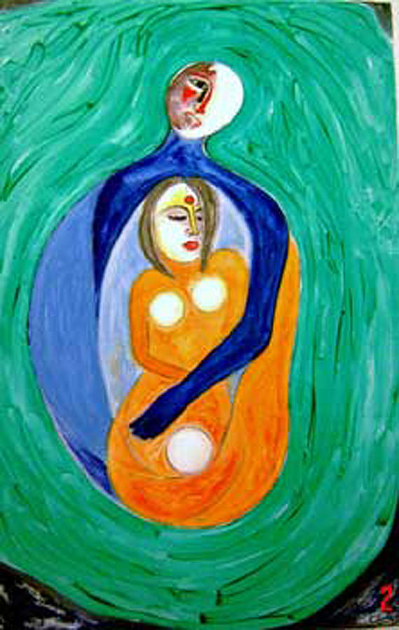 Couple Painting - Hold Me by Narayanan Ramachandran