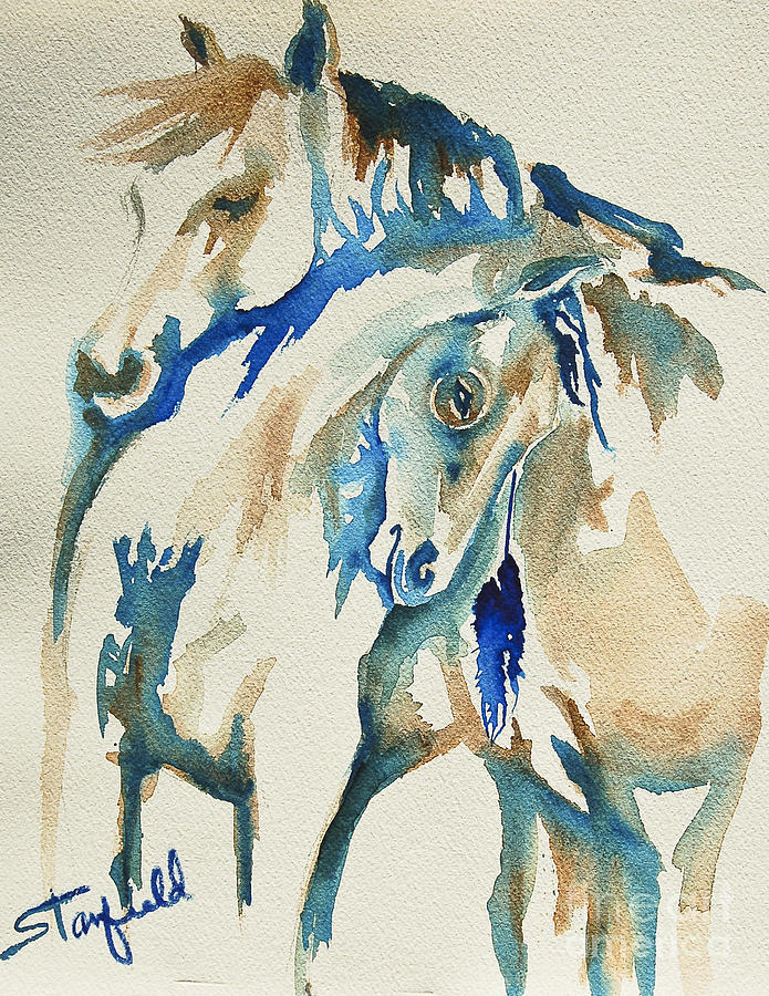 Holding On     war ponies Painting by Johnnie Stanfield