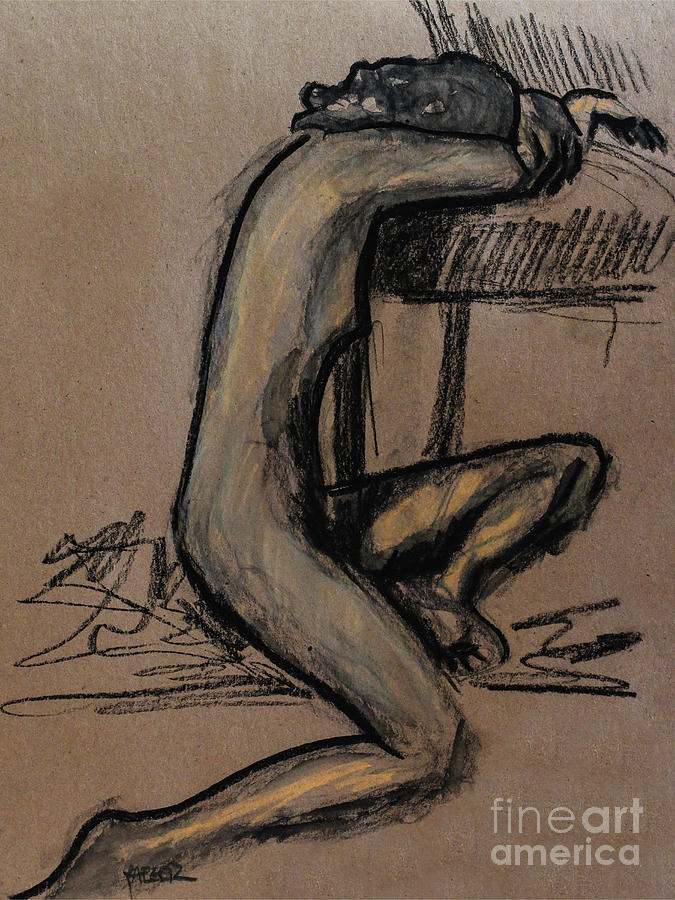 Holding On Figure Drawing Mixed Media by Robert Yaeger