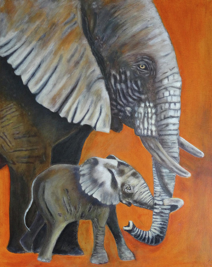 Holding Trunks Painting by Mo Lee