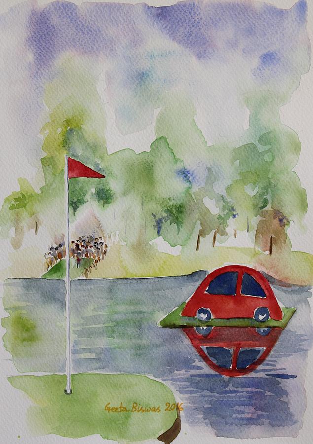 Golf Painting - Hole in One Prize by Geeta Yerra