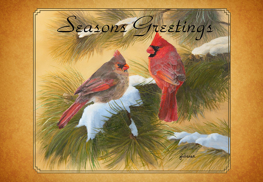 Holiday Cardinals Painting by Johanna Lerwick