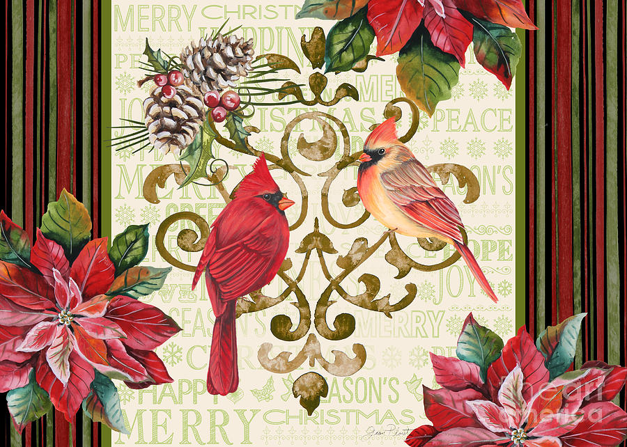 Holiday Cardinals-JP3318 Painting by Jean Plout