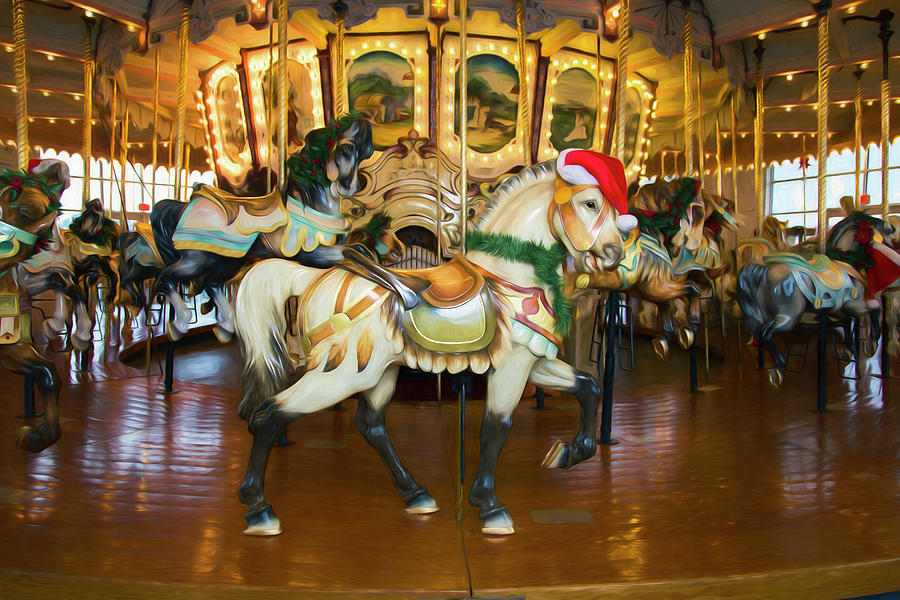 Holiday Carousel Horse Photograph