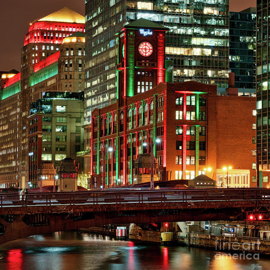 Holiday colors along Chicago River Photograph by Izet Kapetanovic