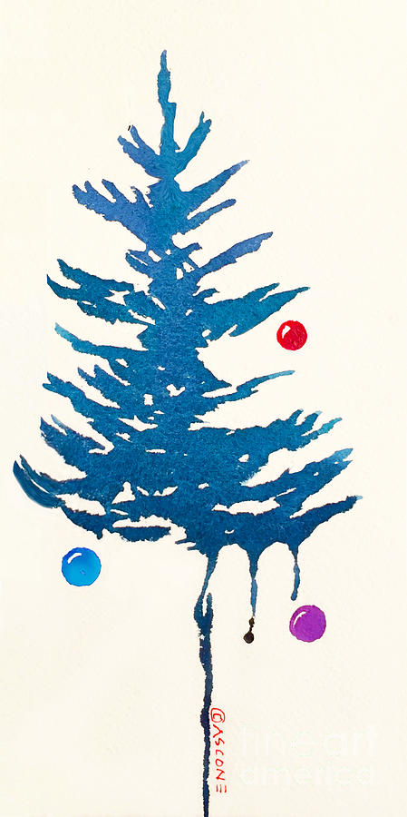 Holiday Fir Tree Painting by Teresa Ascone