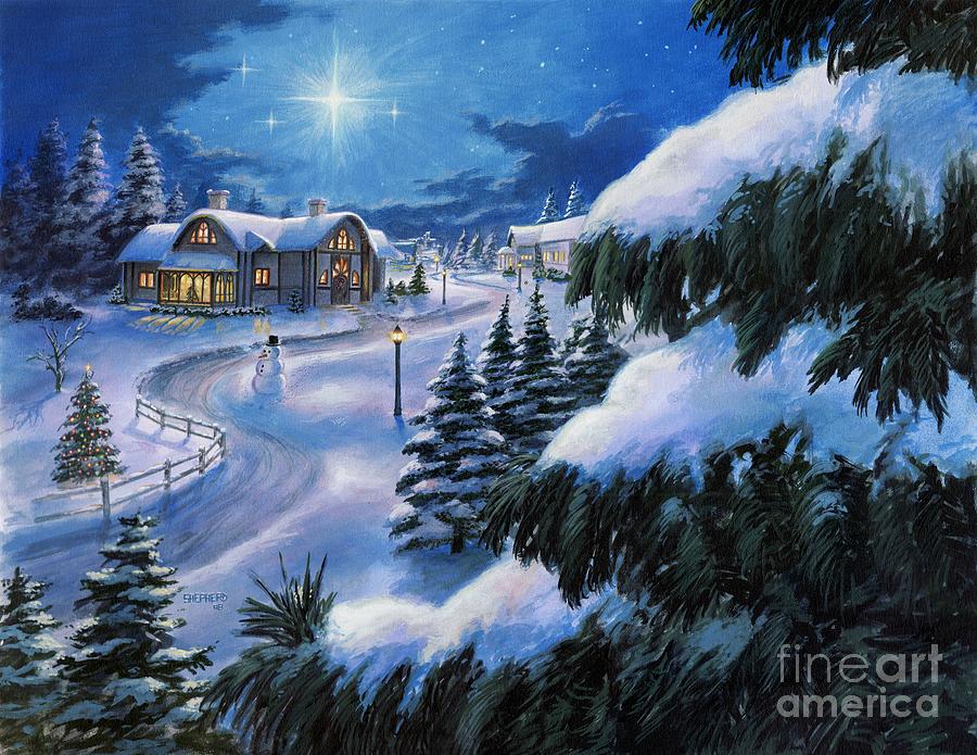 Christmas Painting - Holiday Lane by Stu Shepherd