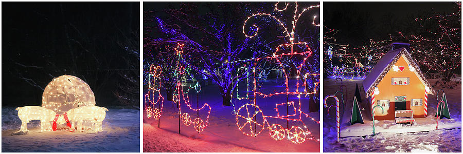 Holiday Light Triptych at Lilacia Park Photograph by Joni Eskridge