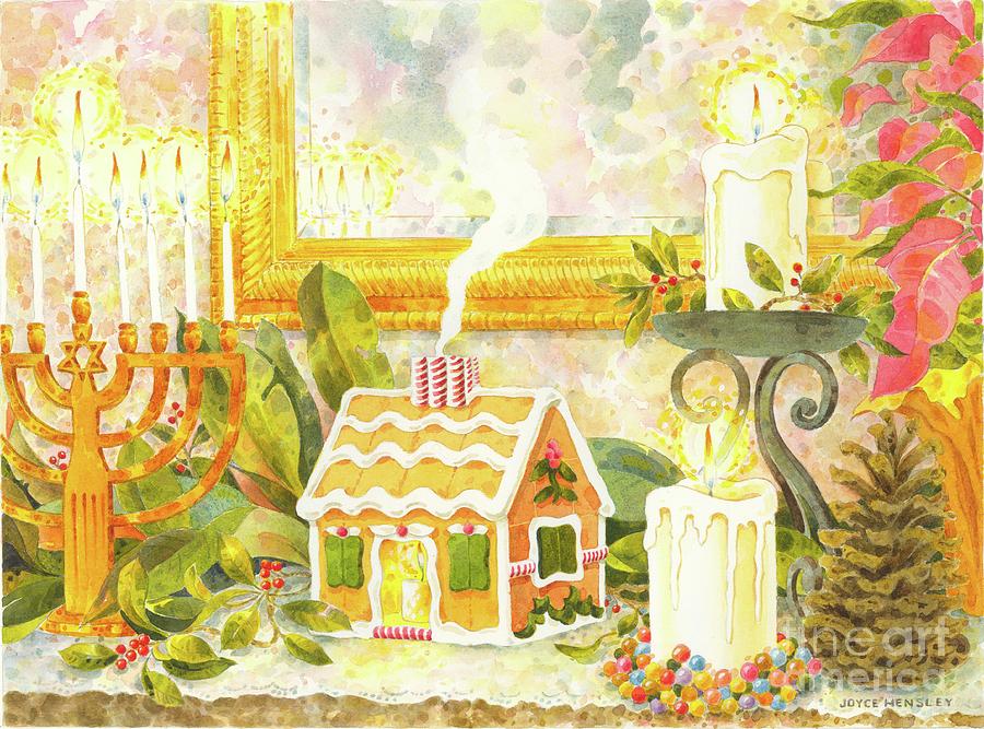 Christmas Painting - Holiday Mantelpiece by Joyce Hensley
