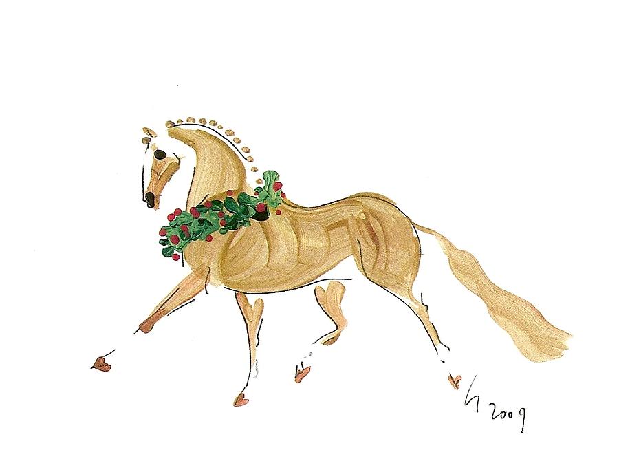 Palomino Horse Painting - Holiday Palomino by Liz Pizzo