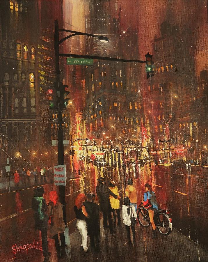 Holiday Shoppers Painting by Tom Shropshire