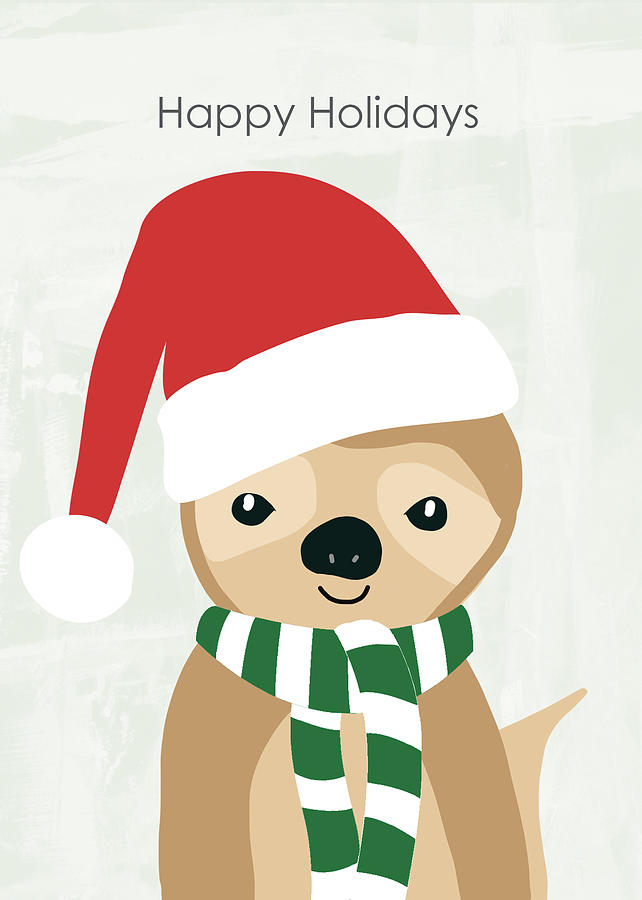 Sloth Digital Art - Holiday Sloth- Design by Linda Woods by Linda Woods