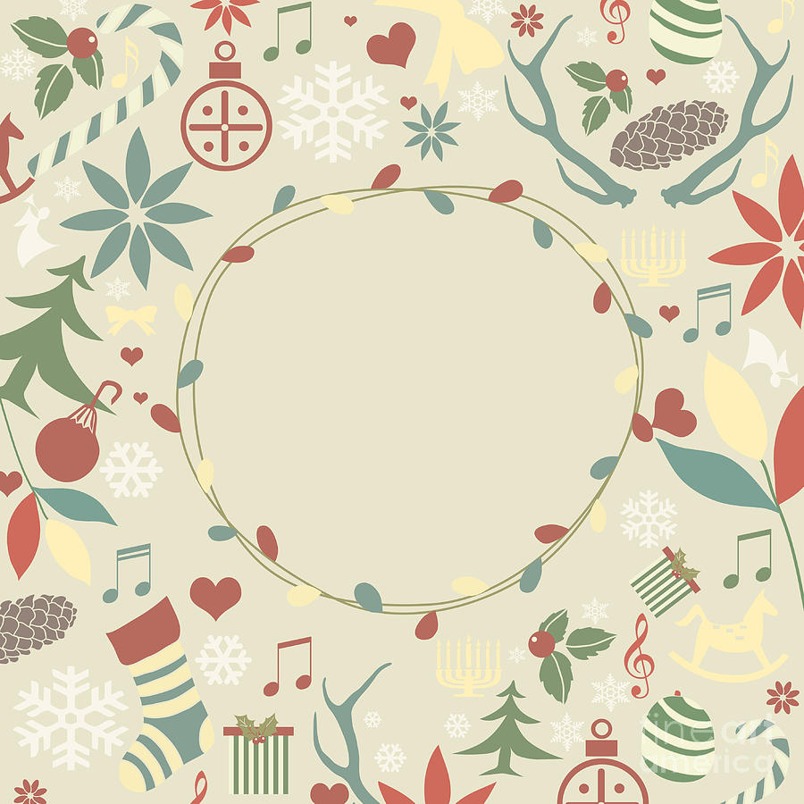 Holiday symbols christmas card Digital Art by Sophie McAulay