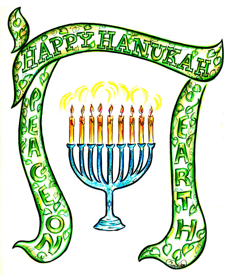 Happy Hanukah Drawing - Holiday Time by Judith Herbert