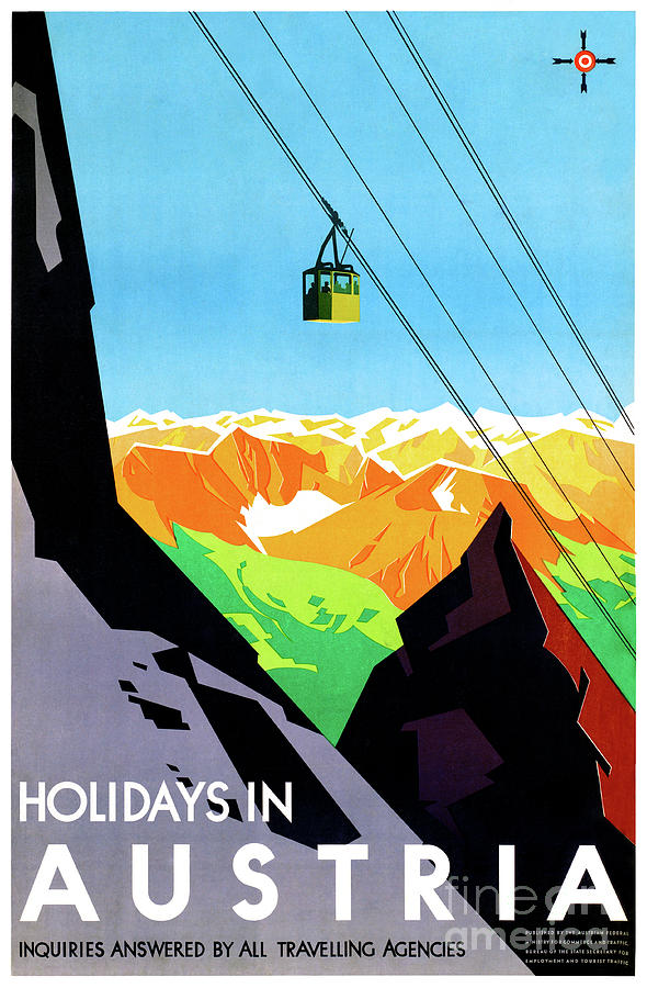 Vintage Mixed Media - Holidays in Austria Restored Vintage Travel Poster by Vintage Treasure