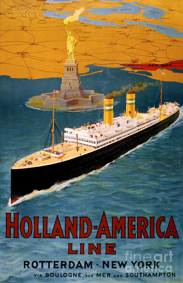 Vintage Painting - Holland America Line Vintage Poster Restored by Vintage Treasure
