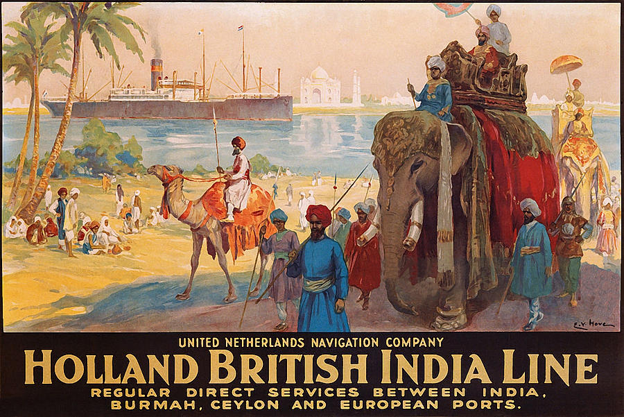 Elephant Painting - Holland British India cruising line, tourist steamship by Long Shot
