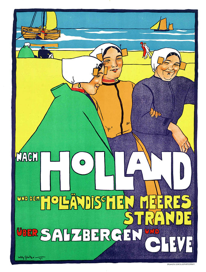Holland, Ladies on the coast Painting by Long Shot