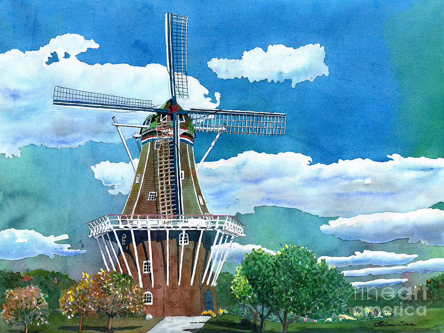 Holland Michigan Windmill Painting by LeAnne Sowa