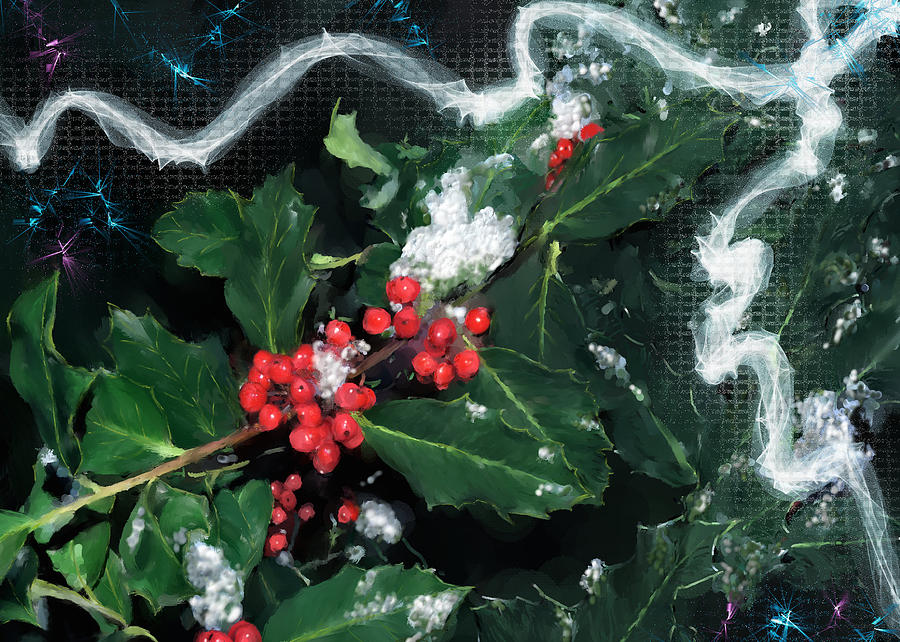 Holly Christmas 2017 Digital Art by Susan Kinney