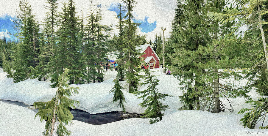Hollyburn Lodge - Digital Oil Digital Art by Birdly Canada