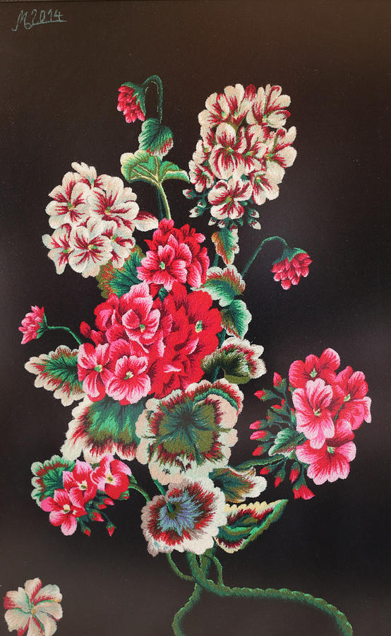 Flower Painting - Hollyhock Flowers by Mimoza Xhaferi
