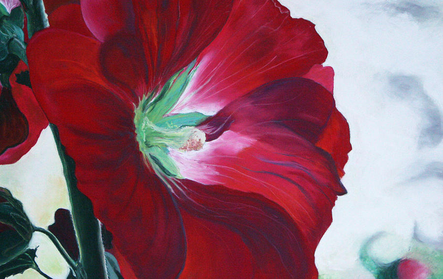 Hollyhock Painting by Nila Jane Autry
