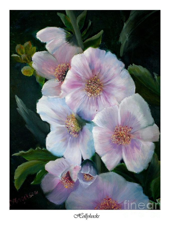 Hollyhock Painting by Linda Mungerson