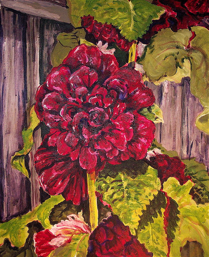 Hollyhock Painting by Lynne Haines
