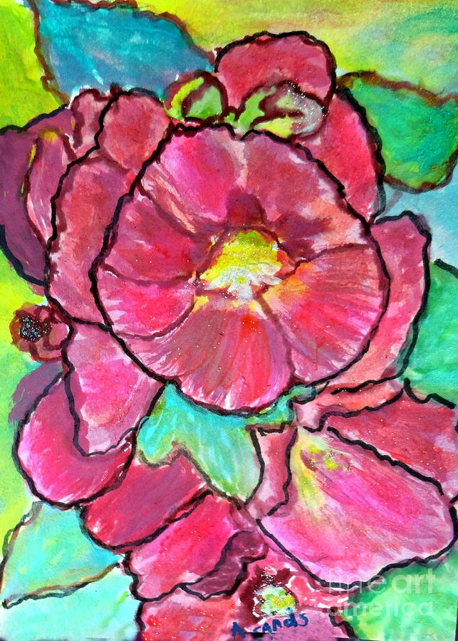 Hollyhocks abstract Painting by Anne Sands