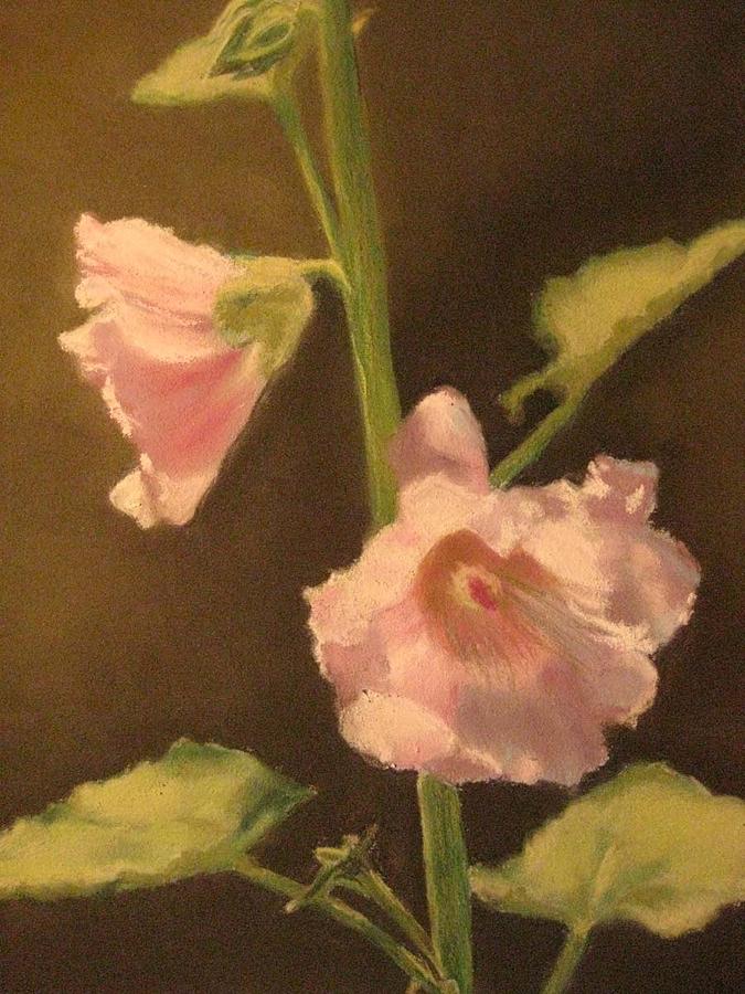 Hollyhocks B Pastel by Constance Gehring
