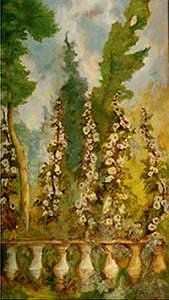 Hollyhocks Painting - Hollyhocks I by Glynnis Sorrentino Hollyhocks Painting - Hollyhocks I by Glynnis Sorrentino