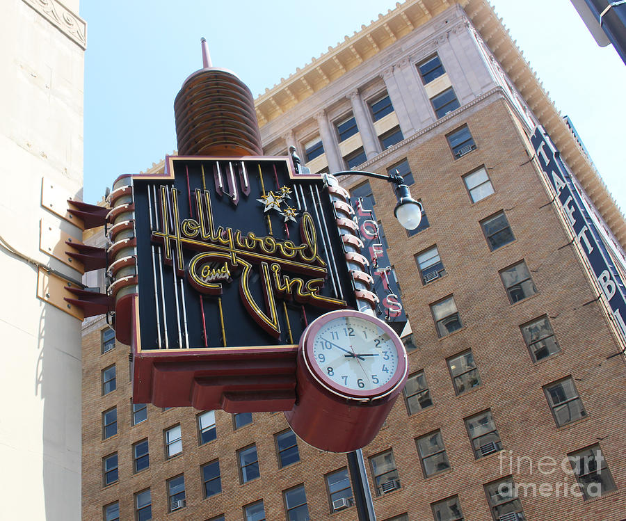 Hollywood and Vine Clock Photograph by Cheryl Del Toro