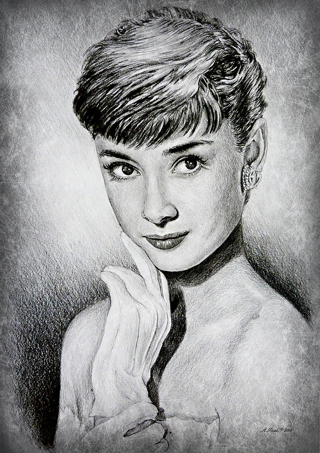 Hollywood greats Audrey Hepburn Drawing by Andrew Read
