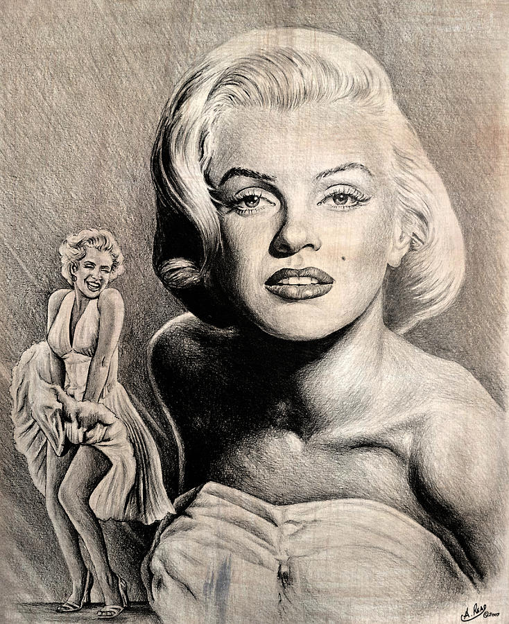 Marilyn Monroe Drawing - Hollywood greats Marilyn Monroe by Andrew Read