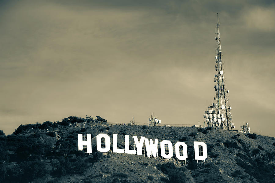 Los Angeles Photograph - Hollywood Hills - Los Angeles California - Sepia by Gregory Ballos