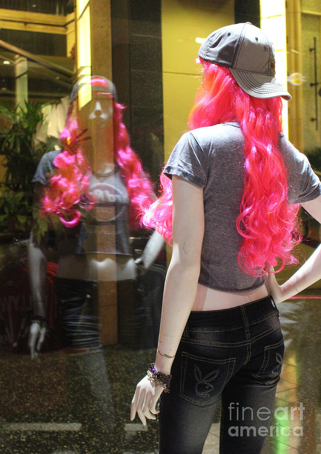 Hollywood Pink Hair in Window Photograph by Cheryl Del Toro