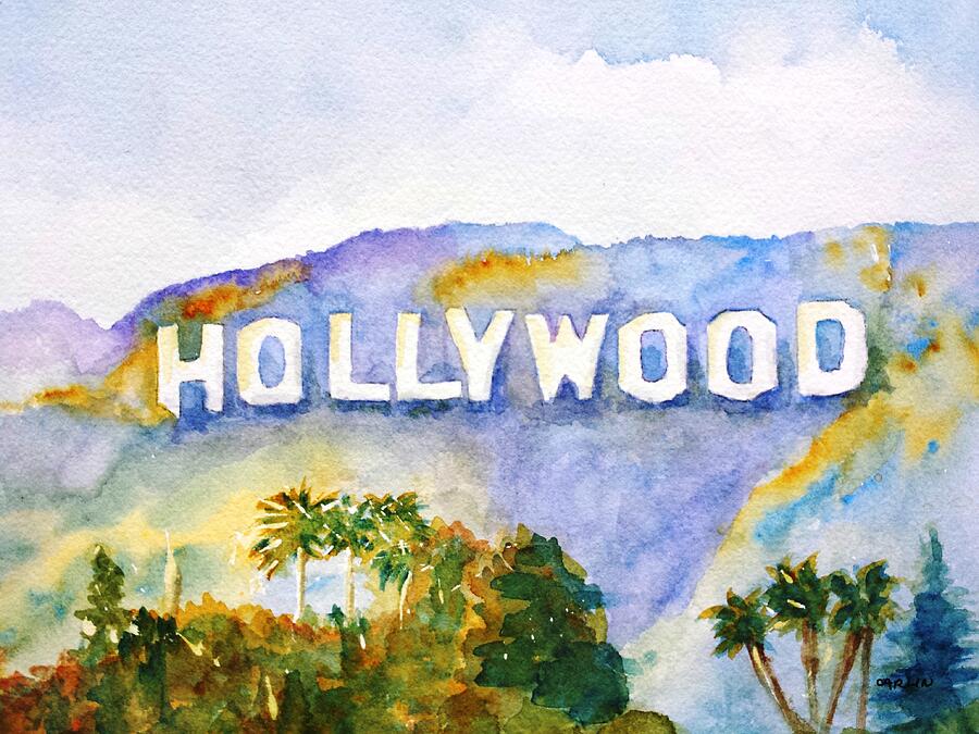 Hollywood Painting - Hollywood Sign California by Carlin Blahnik CarlinArtWatercolor