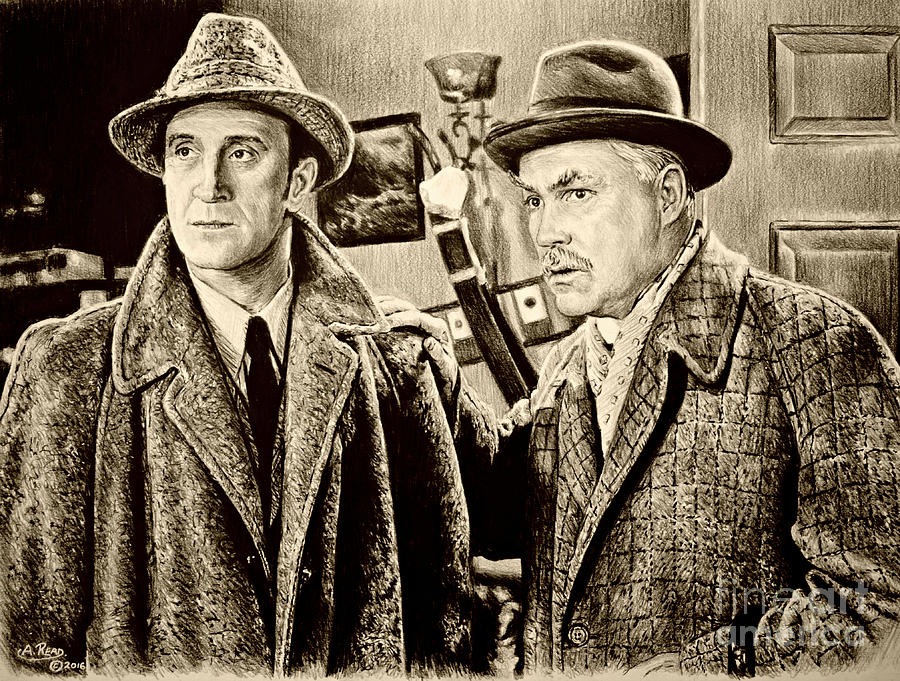 Holmes and Watson sepia Drawing by Andrew Read