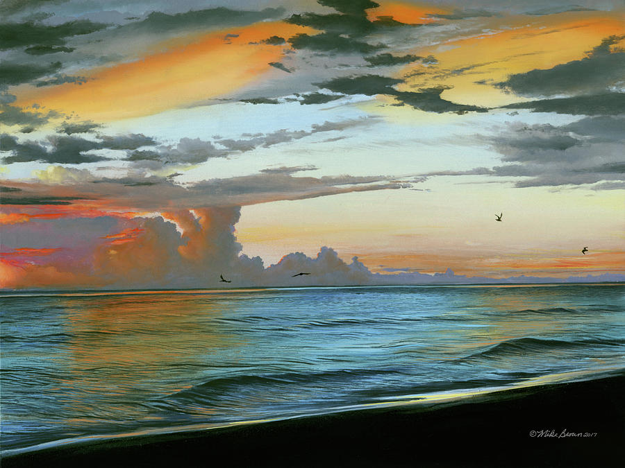 Sunset Painting - Holmes Beach by Mike Brown