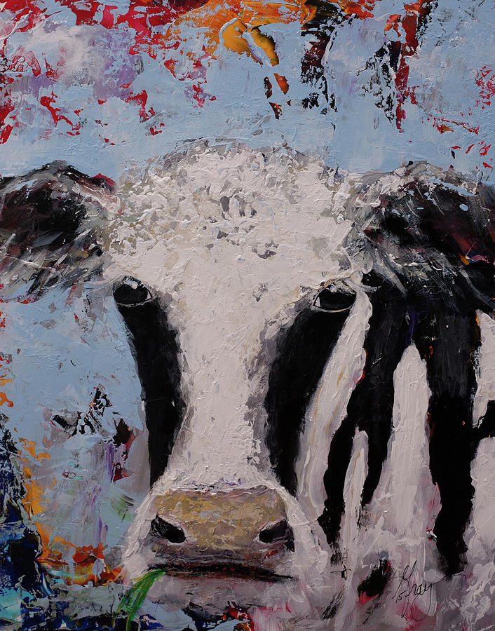 Holstein Cow Painting Farm House Wall Art Cow Art Painting by Gray Artus