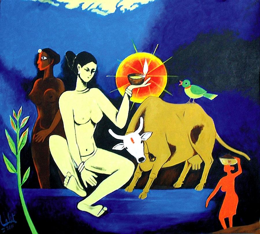 Holy Cow Painting - Holy Cow by Lalit Jain