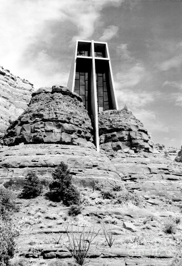 Holy Cross of Sedona BW Photograph by Nieves Nitta