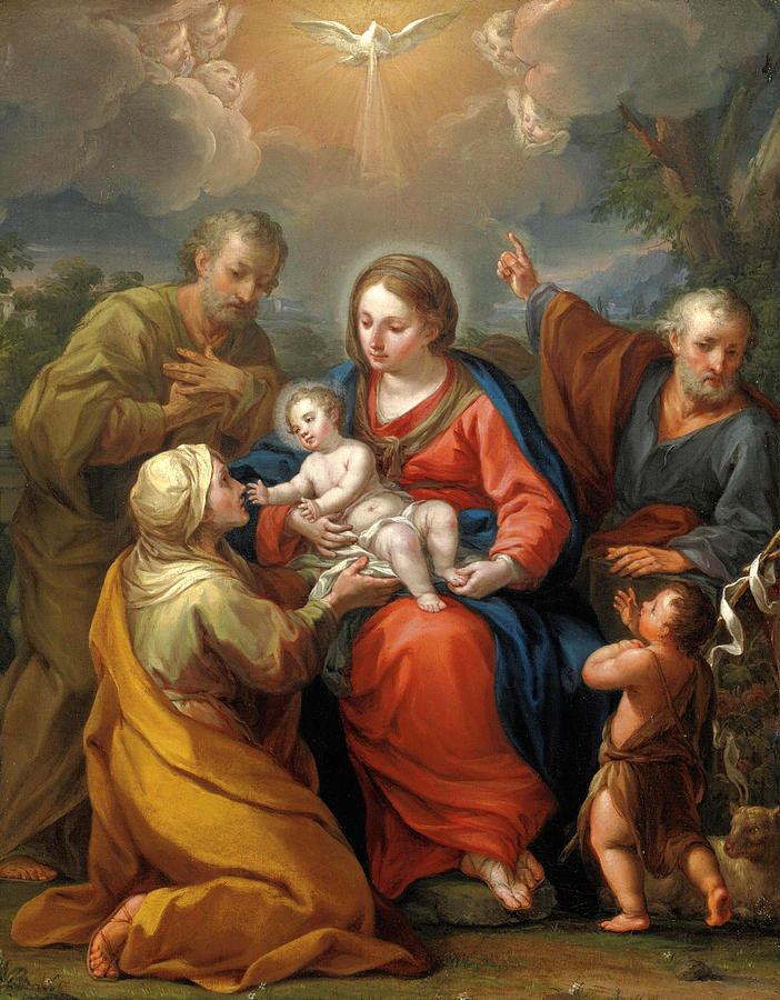 Holy Family and Saints Painting by Andrea Casali